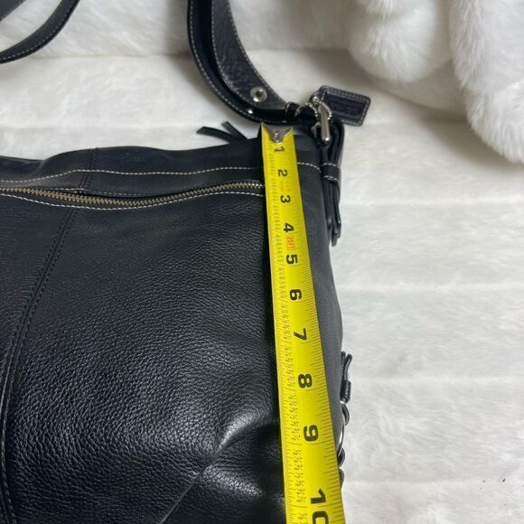 Coach black leather convertible shoulder /crossbody bag silver tone hardwares - Picture 7 of 11